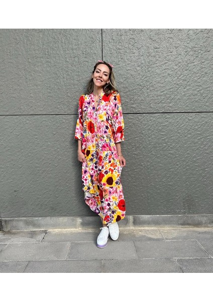 Çiçekli Maxi Elbise