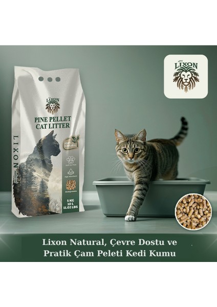Doğal Çam Peleti Kedi Kumu 5 kg (10L) Yavru/yetişkin Kediler ve Kemirgen Hayvanlar Için %100 Biyobozunur - Astımlı Kediler Için Uygun - Kimyasal Içermeyen - Yüksek Emiş Gücü modelleri