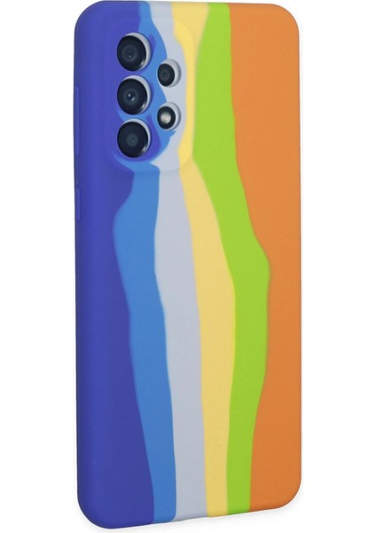 Samsung Galaxy A73 5g Kılıf Ebruli Lansman Silikon - Mavi-Turuncu Nrmsa