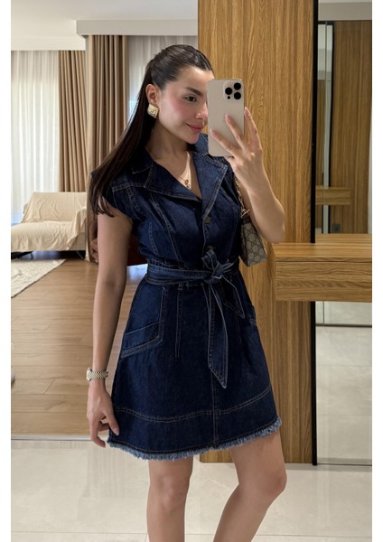 Kolsuz Mini Denim Elbise fiyatları