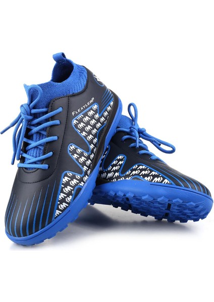Halı Saha Krampon Erkek Çocuk Bağcıklı Kauçuk Tabanlı Spor Ayakkabı Mavi Renk modelleri