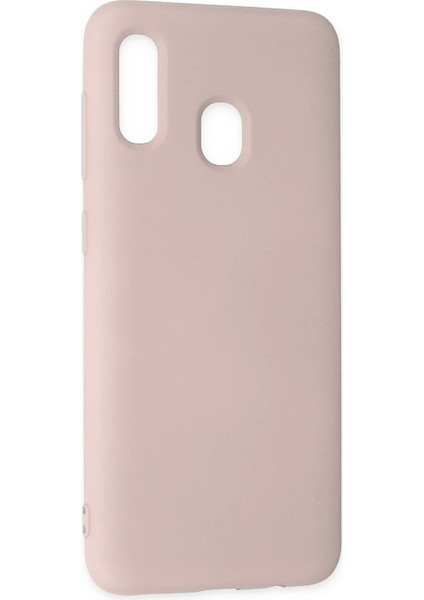 Samsung Galaxy A20 Kılıf Nano Içi Kadife Silikon - Pudra Nrmsa