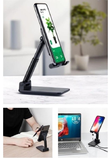 Siyah Aynalı Cep Telefonu Sabitleyici Stand Katlanabilir Ayarlanabilir Telefon Standı