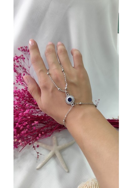 Şahmeran Silver Mavi Taşlı Metal