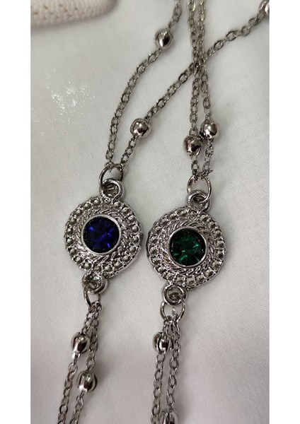 Şahmeran Silver Mavi Taşlı Metal