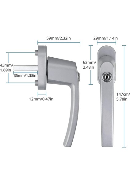 Std Anahtarlı Kilitlenebilir Alüminyum Pvc Pimapen Kolu modelleri