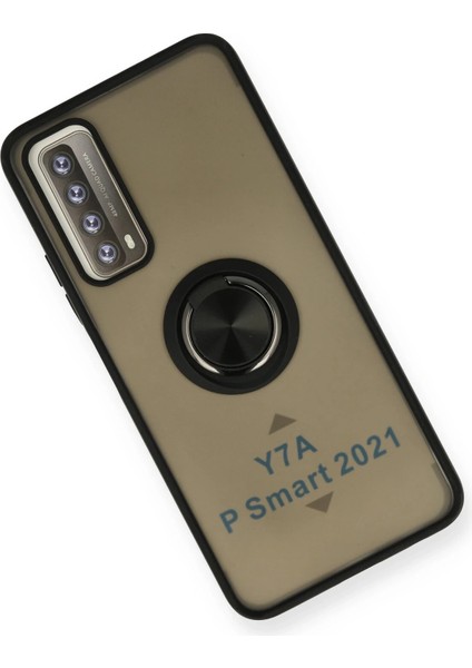 Huawei P Smart 2021 Kılıf Montreal Yüzüklü Silikon Kapak - Siyah Nrmsa