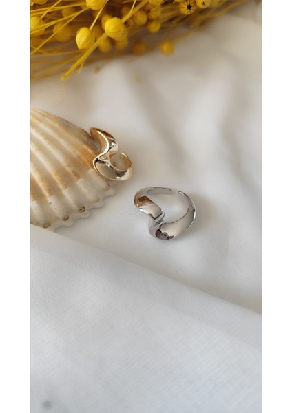 Metal Gold-Silver Bombeli Dalga Yüzük fiyatları