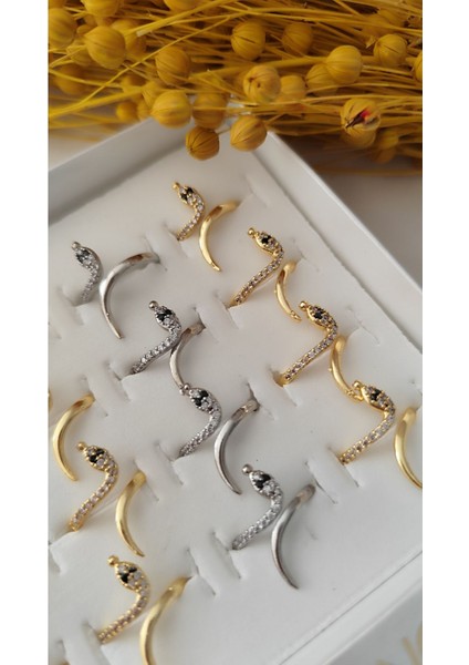 Metal Gold-Silver Zirkon Yılan Yüzük modelleri