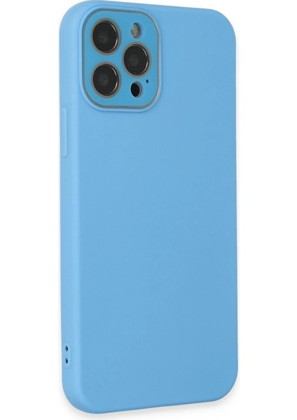 Iphone 12 Pro Max Kılıf Lansman Glass Kapak - Mavi Nrmsa