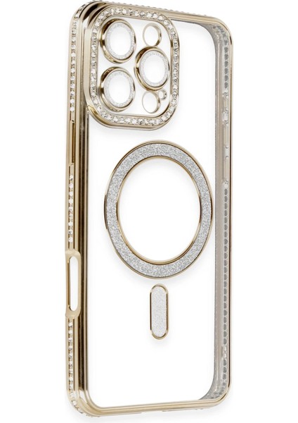 Iphone 16 Pro Max Kılıf Joke Simli Magneticsafe Kılıf - Gold Nrmsa