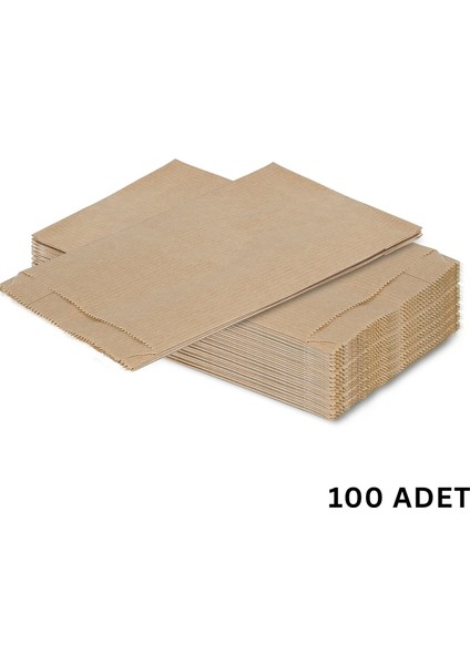 Körüklü Kraft Kese Kağıdı, Çizgili Şamua Kağıt Poşet, Hediye Ambalaj Poşeti, 100 Adet, 15X24 cm