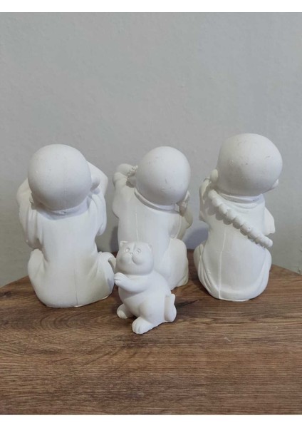 Kedi + 3 Lü 15 cm Görmedim Duymadım Bilmiyorum Biblo, Ev Dekorasyon,salon Aksesuarları