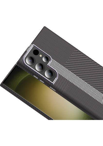 Samsung Galaxy S23 Ultra Kılıf M-Safe Şarj Özellikli Karbon Fiber Görünümlü Gros Kılıf modelleri