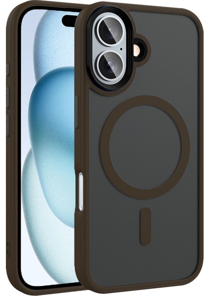 iPhone 16 Kılıf Mat Arka Yüzey Wireless Şarj Özellikli Flet Magsafe Kılıf