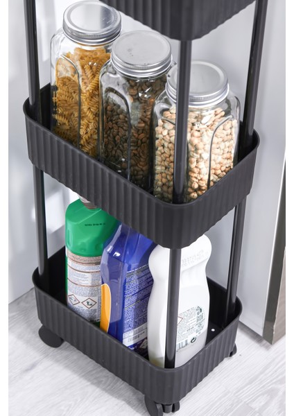 Easy 3 Katlı Çok Amaçlı Raf Mutfak ve Banyo Organizer Düzenleyici (Tekerlekli)