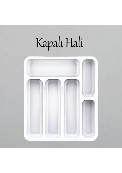 Beyaz Ayarlanabilir Çift Taraflı Çekmece Içi Uzayabilen Kaşıklık Çatal Bıçaklık Düzenleyici Kepçelik modelleri
