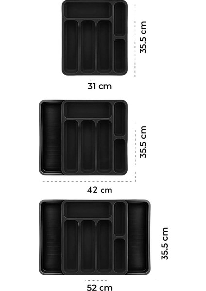 Siyah Ayarlanabilir Çift Taraflı Çekmece Içi Uzayabilen Kaşıklık Çatal Bıçaklık Düzenleyici Kepçelik fiyatları