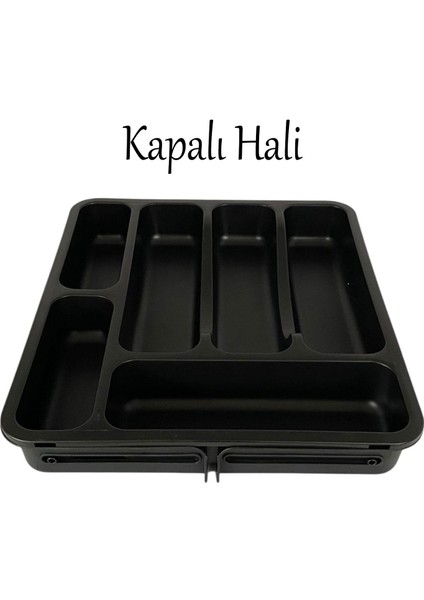 Siyah Ayarlanabilir Çift Taraflı Çekmece Içi Uzayabilen Kaşıklık Çatal Bıçaklık Düzenleyici Kepçelik fırsatları