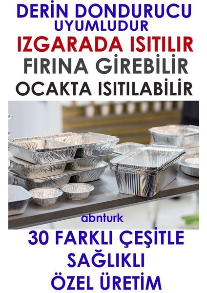 50 Adet Alüminyum Folyo Yemek Kabı 350-500GR Hacim Kap-Kase Yüksek Soğuk+Isıya Dayanan Fırına Uygun