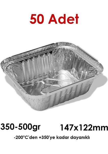 50 Adet Alüminyum Folyo Yemek Kabı 350-500GR Hacim Kap-Kase Yüksek Soğuk+Isıya Dayanan Fırına Uygun fiyatları
