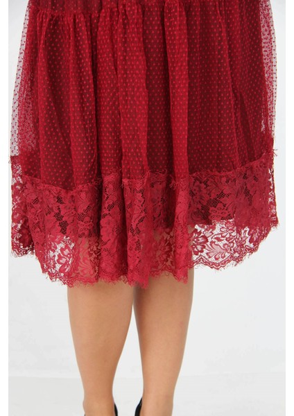 Kadın Yeni Sezon Tül Detaylı Kruvaze Yaka Büyük Beden Elbise APCX14 indirimleri