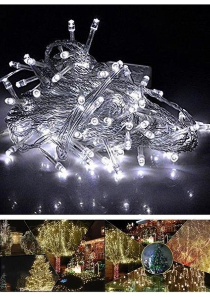 100 Ledli 8 Fonksiyonlu 10 Metre LED Aydınlatma Dekor Lambası (Beyaz) indirimleri