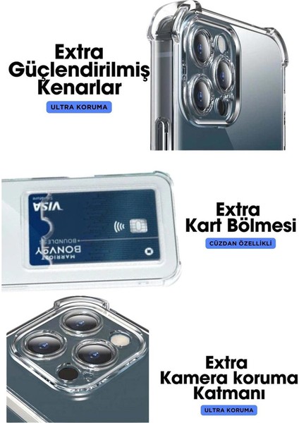 Samsung Galaxy A56 Kılıf Cardy Şeffaf Kartlık Cepli Kapak