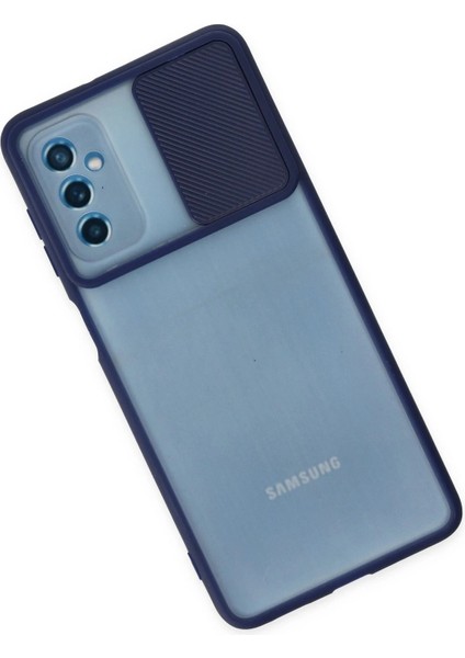 Samsung Galaxy M52 5g Kılıf Palm Buzlu Kamera Sürgülü Silikon - Lacivert Nrmsa
