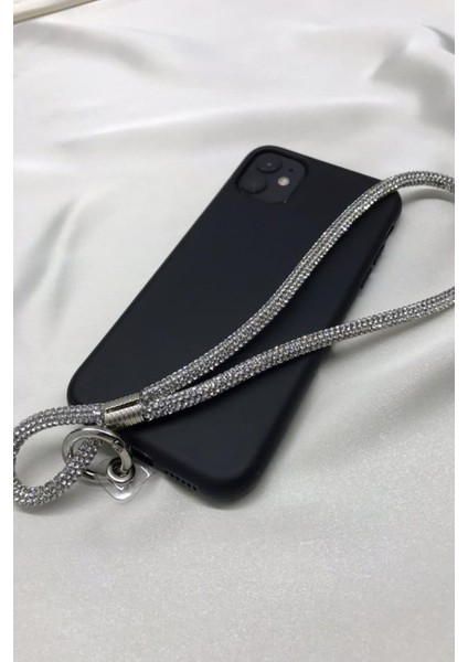 Büro Ev Ofis Personel Telefonu Için Silver Taşlı Charm Telefon Bileklik Askısı