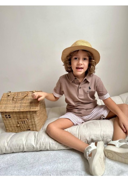 Lacos Kumaş Çizgili Şortlu Erkek Çocuk Takım fiyatları