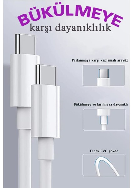 Huawei Xiaomi Samsung Uyumlu 60 W Hızlı Çift Taraflı Şarj Kablosu Type-C modelleri