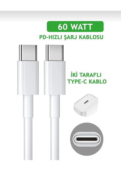 Huawei Xiaomi Samsung Uyumlu 60 W Hızlı Çift Taraflı Şarj Kablosu Type-C indirimleri