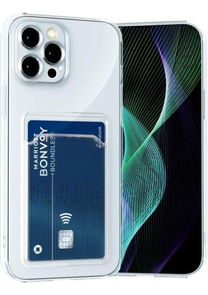 Apple iPhone 15 Pro Max Kılıf Cardy Şeffaf Kartlık Cepli Kapak