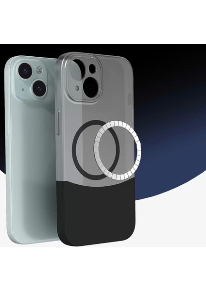 Apple iPhone 14 Pro Max Kılıf Magsafe Şarj Kartlıklı Mıknatıslı Duble 1.7mm Kapak Kart Bölmeli Lacivert Siyah Gri Renkleriyle