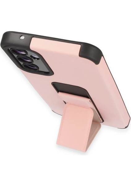 Samsung Galaxy A54 5g Kılıf Mega Standlı Silikon - Pudra Nrmsa