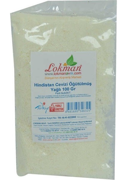 Hindistan Cevizi Öğütülmüş Yağlı 100 gr Paket