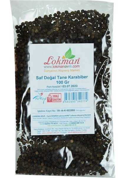 Karabiber Doğal Tane Saf 100 gr Paket
