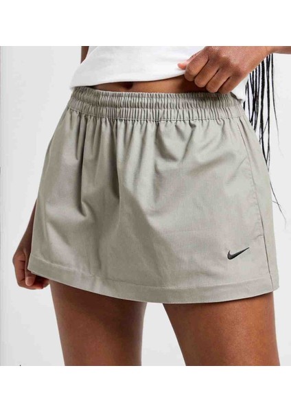 Woven 2'si 1 Arada Fermuar Detaylı Gri Maksi ve Mini Etek fiyatları