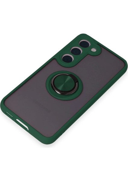Samsung Galaxy S23 Kılıf Montreal Yüzüklü Silikon Kapak - Yeşil Nrmsa