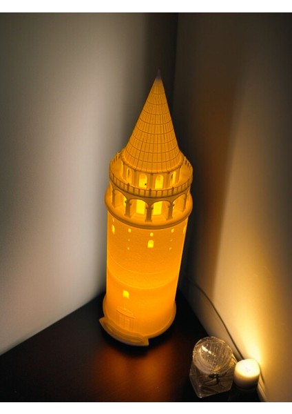 Galata Kulesi Tealight Mum Aydınlatmalı Dekoratif Obje Ev ve Ofis Dekoru