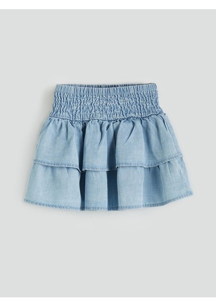 Lcw Kids Beli Lastikli Kız Çocuk Jean Etek (S5)
