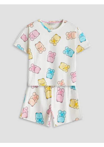 Lcw Young Bisiklet Yaka Desenli Kadın Şortlu Pijama Takımı (S5)
