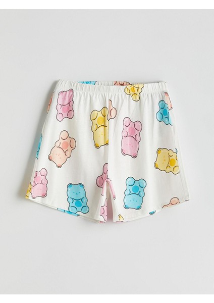 Lcw Young Bisiklet Yaka Desenli Kadın Şortlu Pijama Takımı (S5) fırsatları