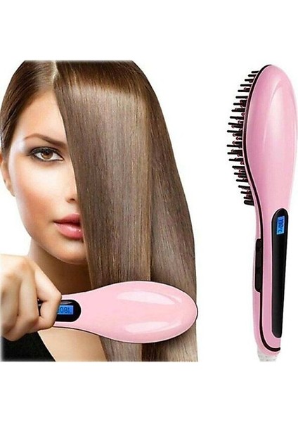 Fast Hair Pro Seramik Saç Düzleştirici Tarak – Led Ekranlı, Elektriklenme Önleyici, Hızlı Isınan Iyonik Fırça