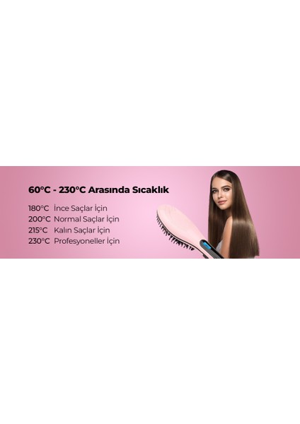 Fast Hair Pro Seramik Saç Düzleştirici Tarak – Led Ekranlı, Elektriklenme Önleyici, Hızlı Isınan Iyonik Fırça fırsatları