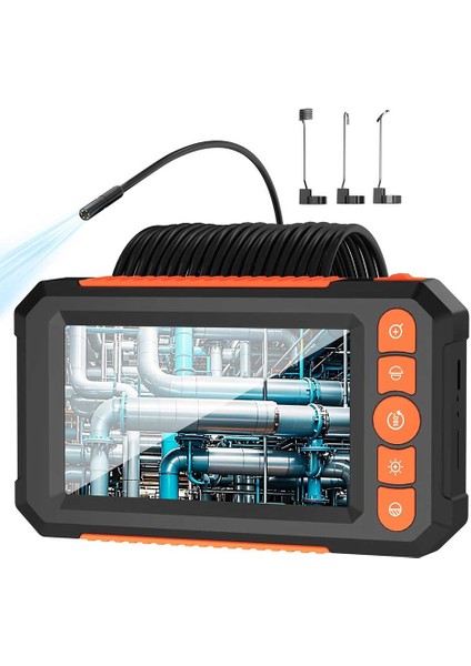 Büro Ev Ofis Yazlık Için 10MT Sert Kablolu Ekranlı Çift Kamera 8mm Işıklı Kılcal Dar Nokta Yılan Kamerası