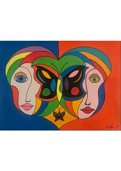 Ruh Eşleri Tuval Üzerine Akrilik 60X80CM Art Ispanya Eser Tablo