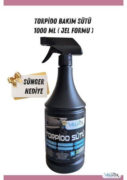 Torpido Bakım Sütü 1000 ml Sünger Hediyeli, Torpido Temizleyici, Torpido Bakım