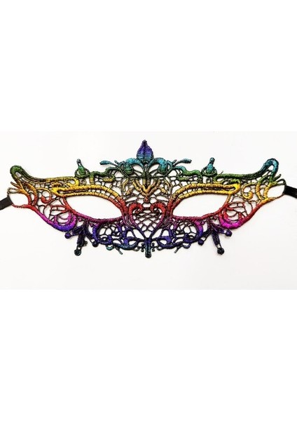 Rengarenk Dantel Kesim Gökkuşağı Balo Maskesi fiyatları